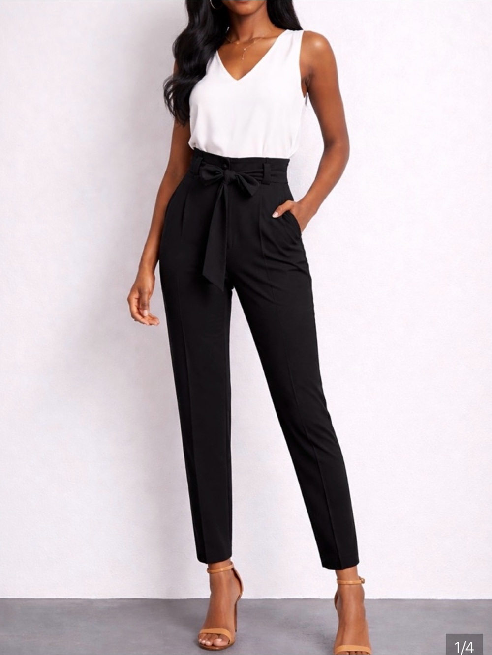 Express Black High-Waist Paperbag Tie Waist Pants (Size 8L)